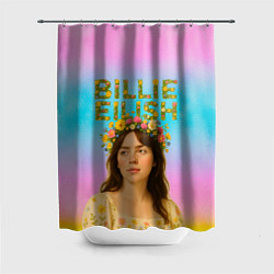 Шторка для душа Билли Айлиш с цветочным венком на голове, цвет: 3D-принт