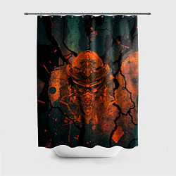 Шторка для душа Шлем кибернетического самурая, цвет: 3D-принт