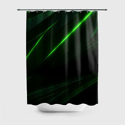 Шторка для душа Зеленая текстура с неоновыми линиями, цвет: 3D-принт