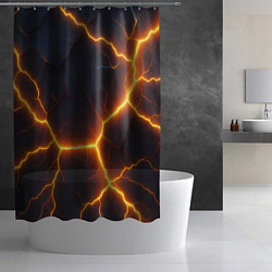 Шторка для душа Молнии и черные объемные плиты, цвет: 3D-принт — фото 2