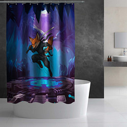 Шторка для душа Лис ниндзя в прыжке, цвет: 3D-принт — фото 2