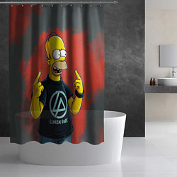 Шторка для душа Гомер в футболке Linkin Park, цвет: 3D-принт — фото 2