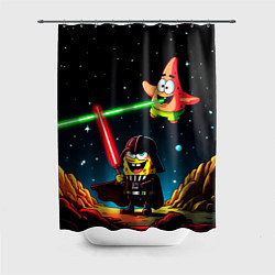 Шторка для душа Спанч Боб и Патрик в космосе, цвет: 3D-принт