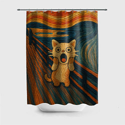 Шторка для душа Котик Крик - вязаный нейроарт, цвет: 3D-принт