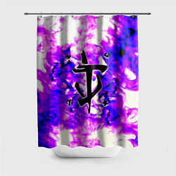 Шторка для душа Doom неоновый огонь лого, цвет: 3D-принт