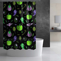 Шторка для душа Halloween black pumpkin pattern, цвет: 3D-принт — фото 2
