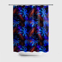 Шторка для душа Palm light blue black, цвет: 3D-принт