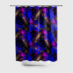 Шторка для душа Palm blue pink, цвет: 3D-принт