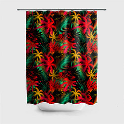 Шторка для душа Palm yellow red, цвет: 3D-принт