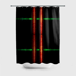 Шторка для душа Color black green red lines, цвет: 3D-принт