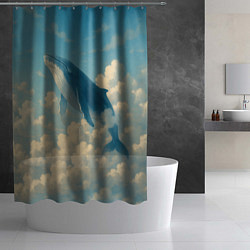 Шторка для душа Кит в облаках, цвет: 3D-принт — фото 2