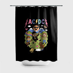 Шторка для ванной ACDC, мультяшный стиль
