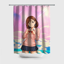 Шторка для душа Сиратори Айра делает сердечко руками - Дандадан, цвет: 3D-принт