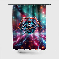 Шторка для душа Гитарист Бендер рок группы Футурама, цвет: 3D-принт
