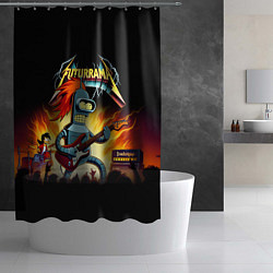 Шторка для душа Bender is a hard rock guitarist - Futurama, цвет: 3D-принт — фото 2