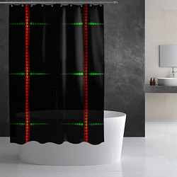 Шторка для душа Color black green orange stripes, цвет: 3D-принт — фото 2