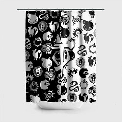 Шторка для душа Doom anime black pattern, цвет: 3D-принт