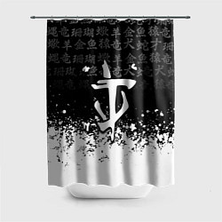 Шторка для душа Doom японские символы краски, цвет: 3D-принт