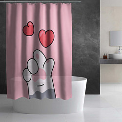 Шторка для душа Cats hands with hearts, цвет: 3D-принт — фото 2