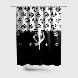 Шторка для душа Doom черно белые аниме, цвет: 3D-принт