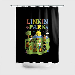 Шторка для душа Linkin Park, мультяшный стиль, цвет: 3D-принт
