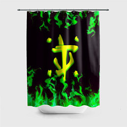 Шторка для душа Doom зелёный огонь, цвет: 3D-принт