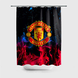 Шторка для душа Манчестер Юнайтед неоновый огонь, цвет: 3D-принт