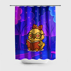 Шторка для ванной Цыпленок в очках читает книжку