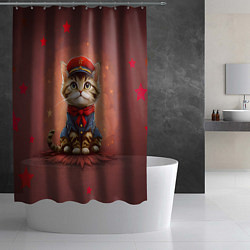 Шторка для душа Котенок красноармеец, цвет: 3D-принт — фото 2
