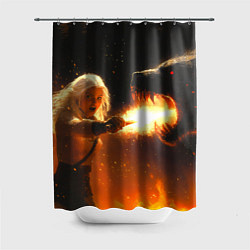 Шторка для душа Цири сражается с монстром медведем, цвет: 3D-принт