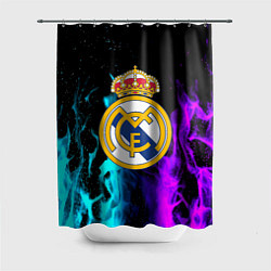 Шторка для душа Real Madrid неоновый огонь, цвет: 3D-принт