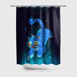 Шторка для душа Blue tiger and a six eyed magpie, цвет: 3D-принт