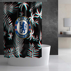 Шторка для душа Chelsea тропики глитч текстура, цвет: 3D-принт — фото 2