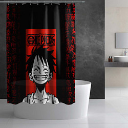 Шторка для душа Ван Пис, Луффи на красном, цвет: 3D-принт — фото 2