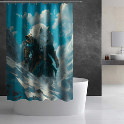 Шторка для душа Воин волк, цвет: 3D-принт — фото 2