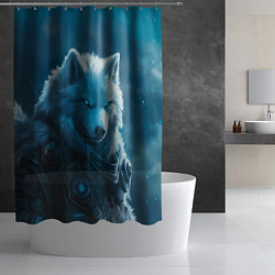 Шторка для душа Воин волк зимой, цвет: 3D-принт — фото 2