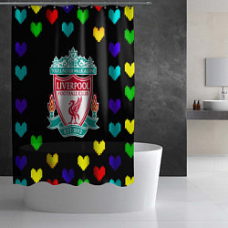 Шторка для душа Ливерпуль пиксельные сердца, цвет: 3D-принт — фото 2