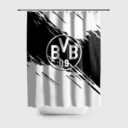 Шторка для душа Borussia черно белые полосы, цвет: 3D-принт
