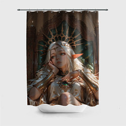 Шторка для душа Беловолосая королева эльфов на троне, цвет: 3D-принт
