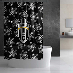 Шторка для душа Ювентус снежинки белые, цвет: 3D-принт — фото 2