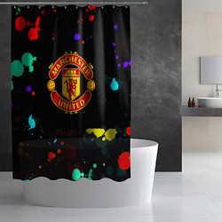Шторка для душа Манчестер Юнайтед краски неон, цвет: 3D-принт — фото 2