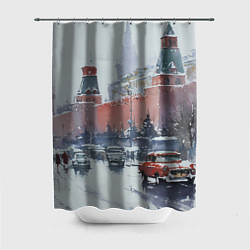 Шторка для душа Старинная Москва - новый год, цвет: 3D-принт