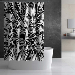 Шторка для душа Свирепые лица и молнии - нейроарт, цвет: 3D-принт — фото 2