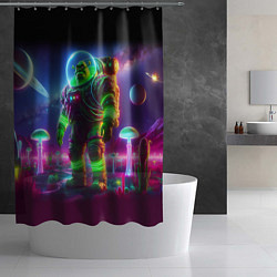 Шторка для душа Космонавт Шрук в неоновом скафандре на загадочной, цвет: 3D-принт — фото 2