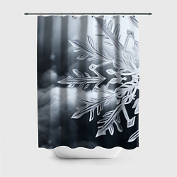 Шторка для душа Снежинка на черно белое, цвет: 3D-принт