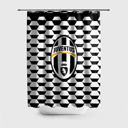Шторка для душа Juventus геометрия черно белая, цвет: 3D-принт