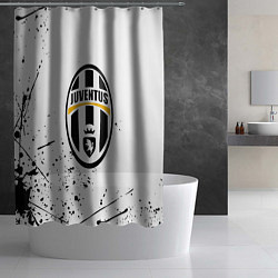 Шторка для душа Ювентус черные краски всплеск, цвет: 3D-принт — фото 2