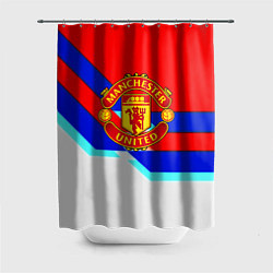 Шторка для душа Манчестер Юнайтед полосы геометрия, цвет: 3D-принт