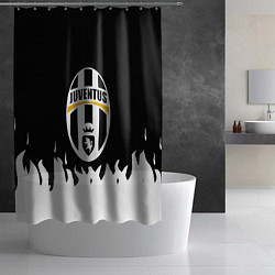 Шторка для душа Ювентус белый огонь текстура, цвет: 3D-принт — фото 2