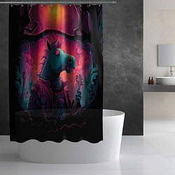 Шторка для душа Лошадь рок стиль, цвет: 3D-принт — фото 2